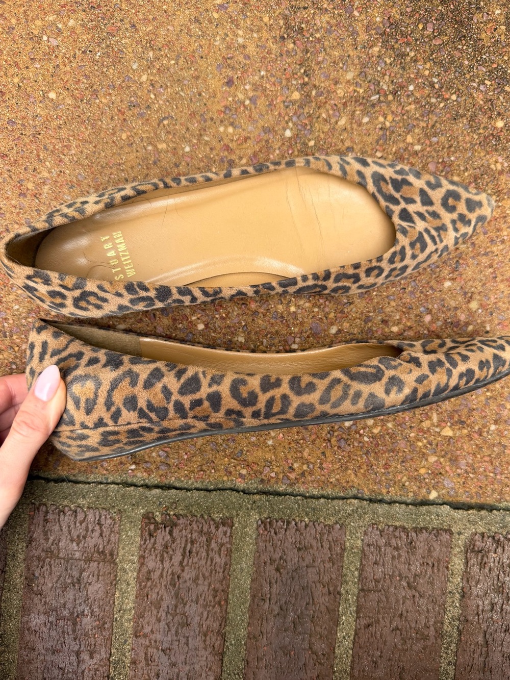 Stuart Weitzman Leopard Print Pointed Toe Flats size 38.5